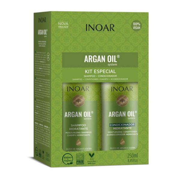 INOAR Argan Oil Duo Kit - intensyviai drėkinantis rinkinys su argano aliejumi 2x250 ml