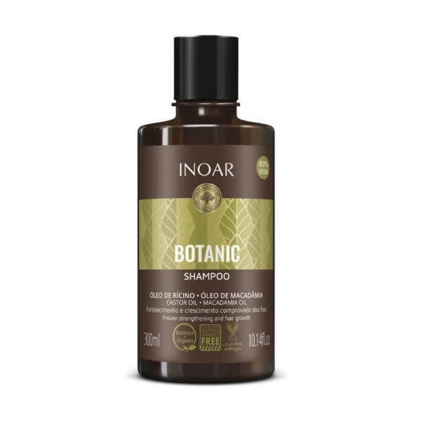 INOAR Botanic Shampoo - plaukus stiprinantis ir augimą skatinantis šampūnas su ricinos aliejumi 300 ml