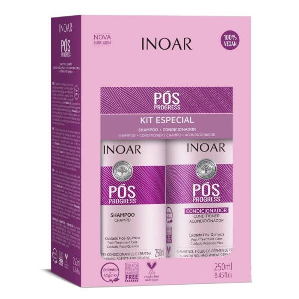 INOAR Pos Progress Duo Kit - rinkinys po tiesinimo keratinu procedūrų 2x250 ml